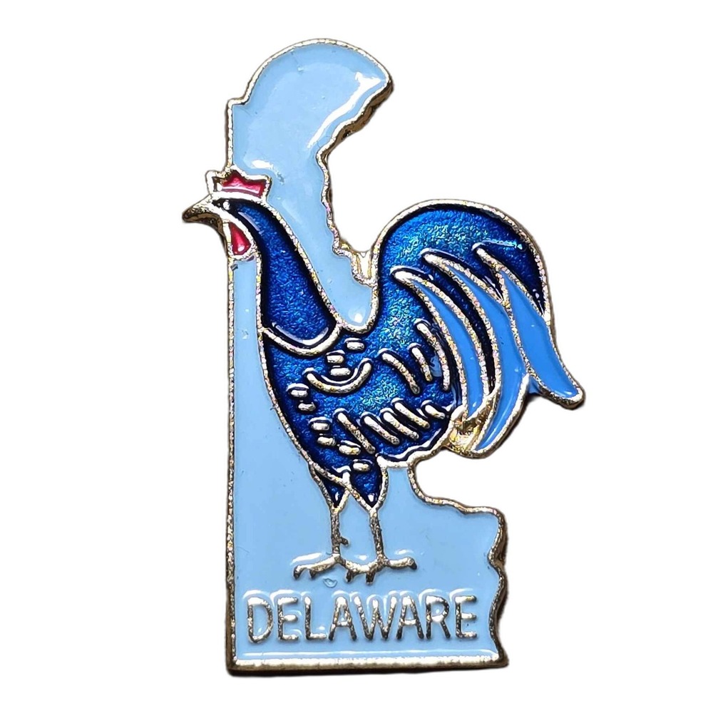 Vintage Delaware State Blue Hen Bird Enamel Lapel Vest Hat Pin J14